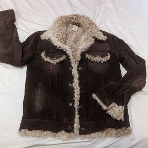 Dolce & Gabbana Men's 52 brown corduroy, shearling-lined jacket